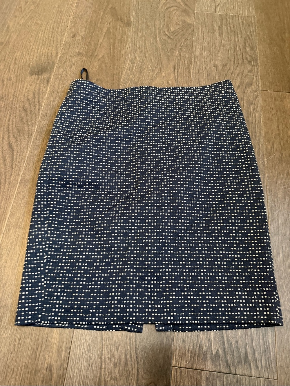 J. Crew Navy and White Patterned Pencil Skirt